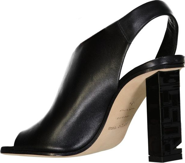 Sergio Rossi qora charmdan stilett tovonli sandal
