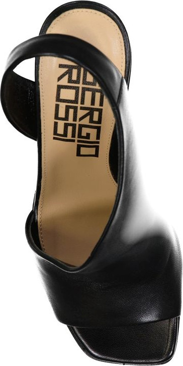 Sergio Rossi qora charmdan stilett tovonli sandal