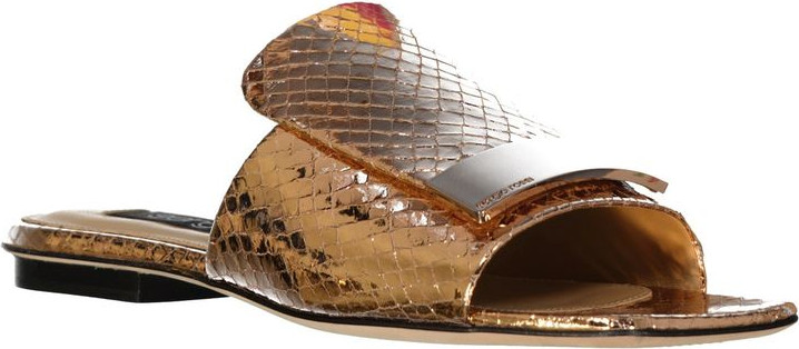 Rose Gold Calfskin Sandals by Sergio Rossi