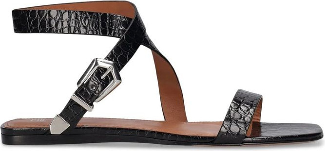 Sandals Paris Texas Qora Sohnilgan Teri Qayishli Sandals