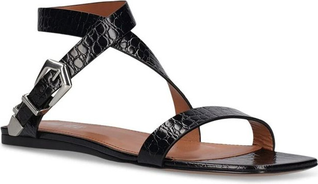 Sandals Paris Texas Qora Sohnilgan Teri Qayishli Sandals