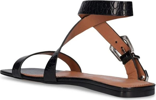 Sandals Paris Texas Qora Sohnilgan Teri Qayishli Sandals