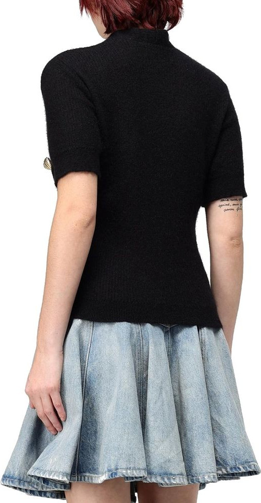 Черные топы-майки Balmain из шерсти мериноса