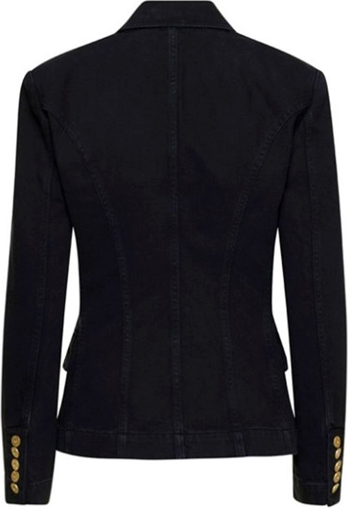 Balmain Qora Paxta Blezeri