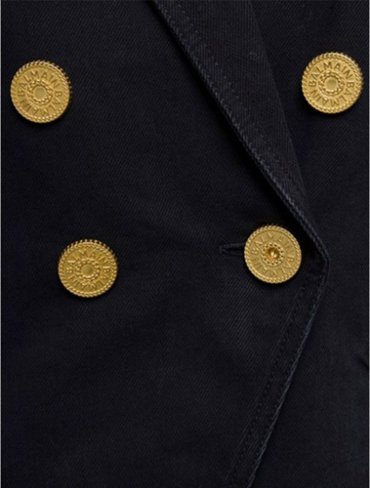 Balmain Qora Paxta Blezeri