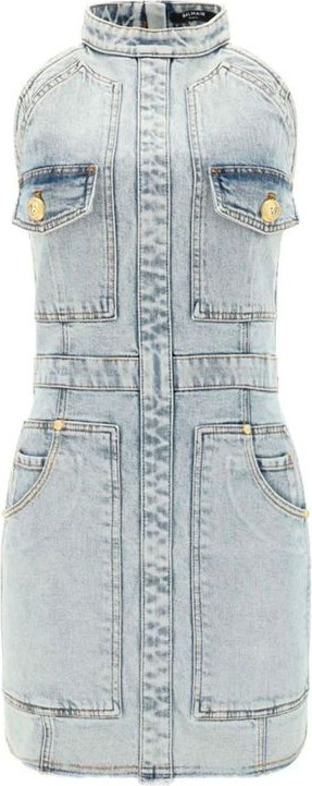 Balmain Blue Cotton Casual Dress