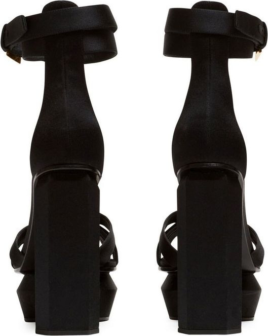 Balmain Black Silk Platform Sandals