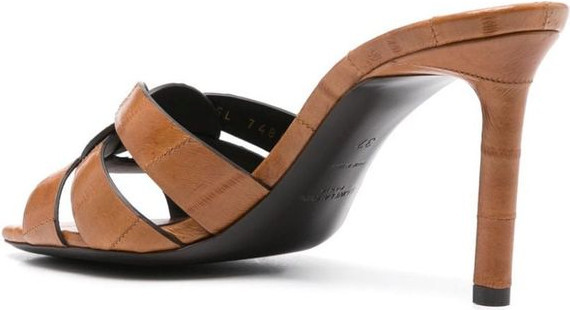 Brown Calfskin Stiletto Heel Sandals Saint Laurent