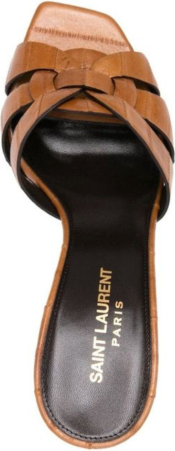 Brown Calfskin Stiletto Heel Sandals Saint Laurent