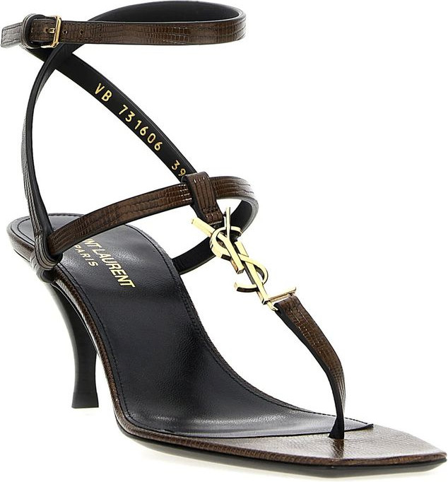 Sandals Saint Laurent Brown Calfskin Flat Sandals