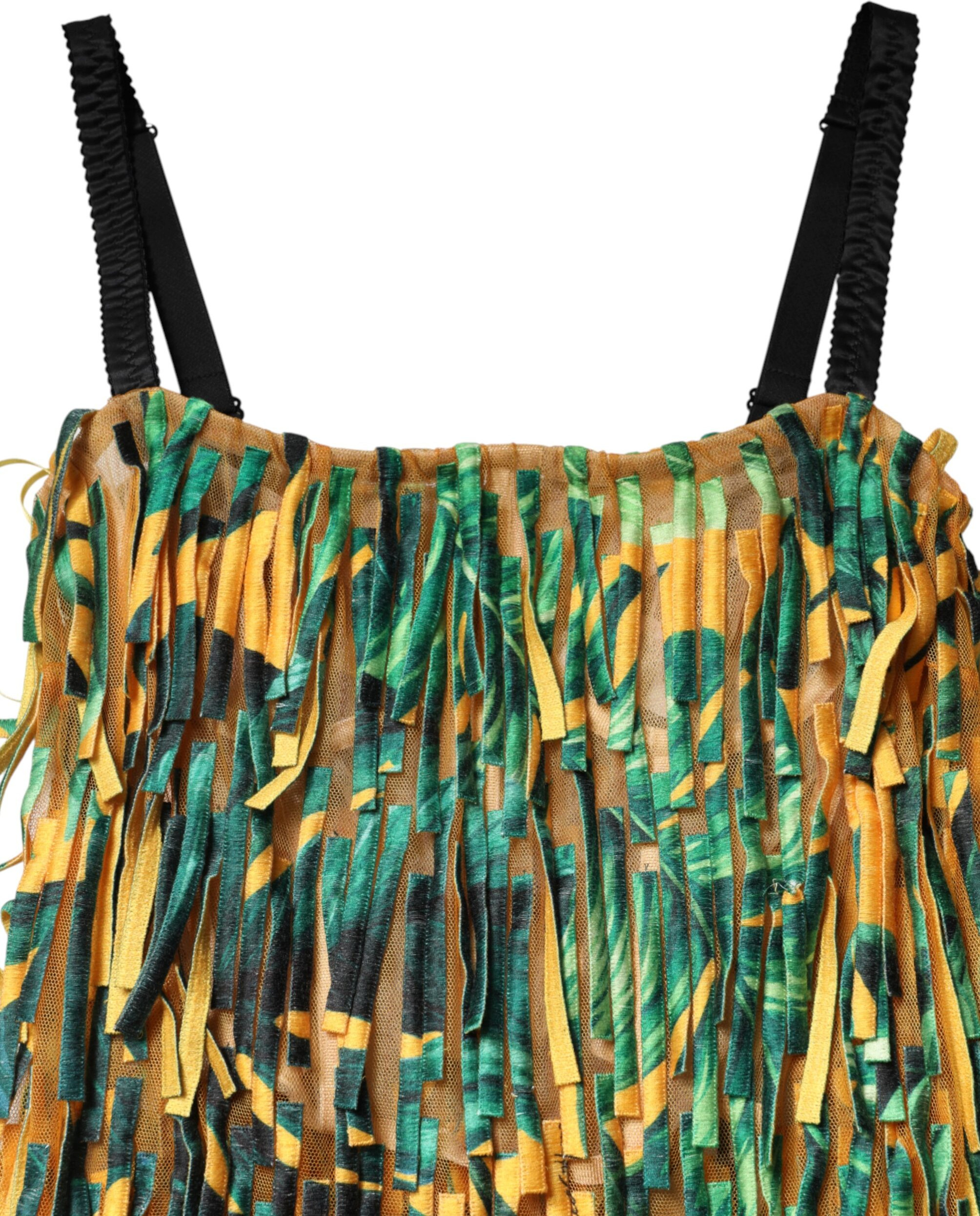 Maxi sheath Dolce & Gabbana Multicolor Tropical Print Fringe Maxi Dress