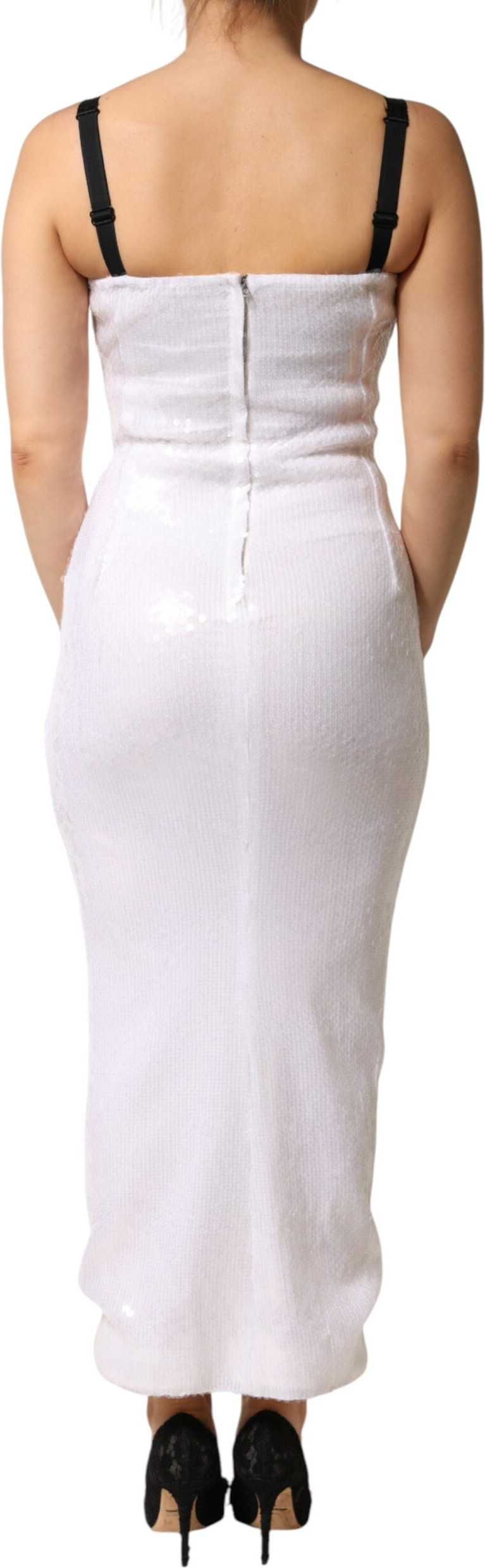Weißes ärmelloses Etuikleid aus Polyester von Dolce & Gabbana