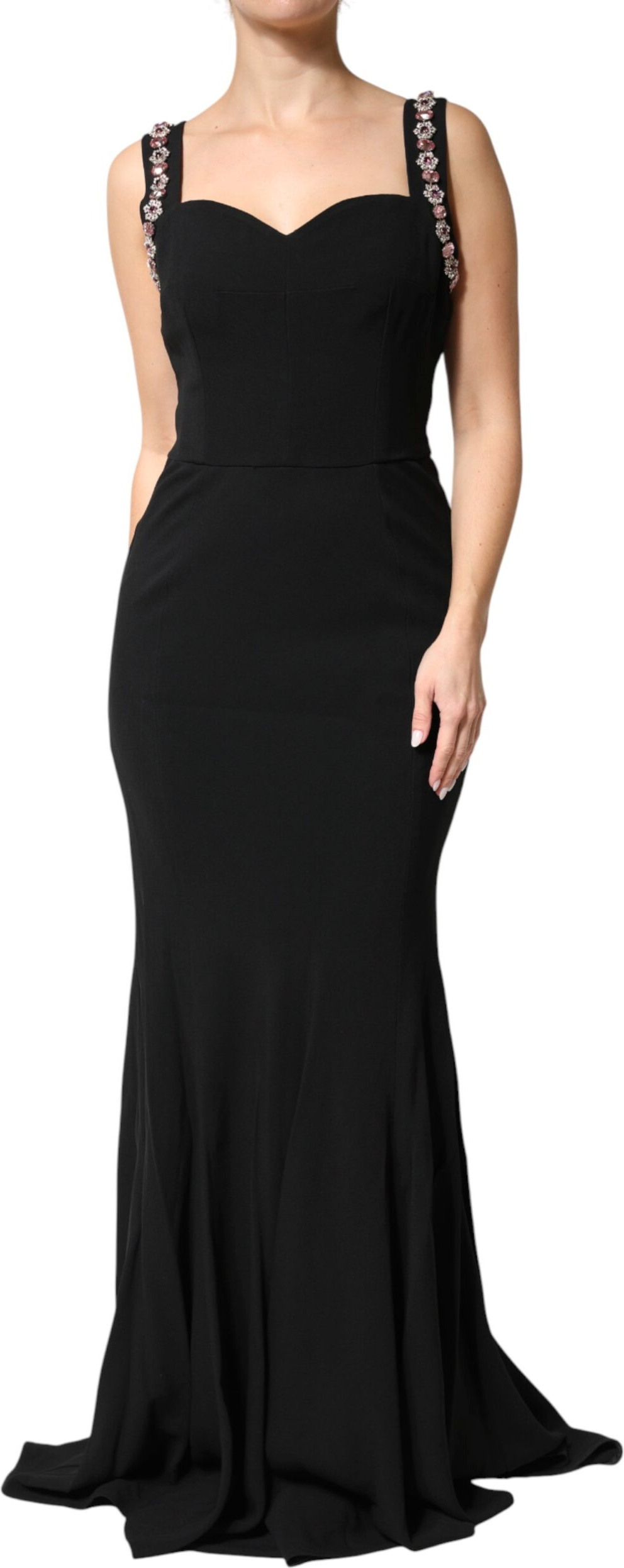 Black Embellished Long Gown Dress Dolce & Gabbana