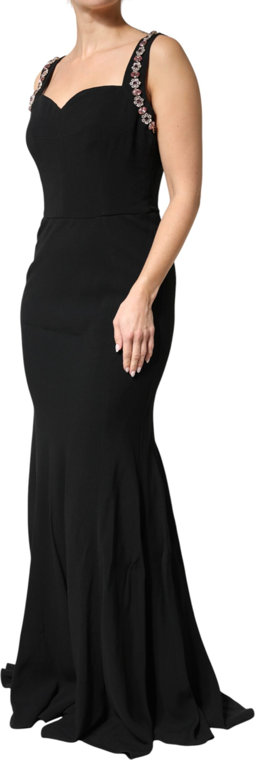 Black Embellished Long Gown Dress Dolce & Gabbana