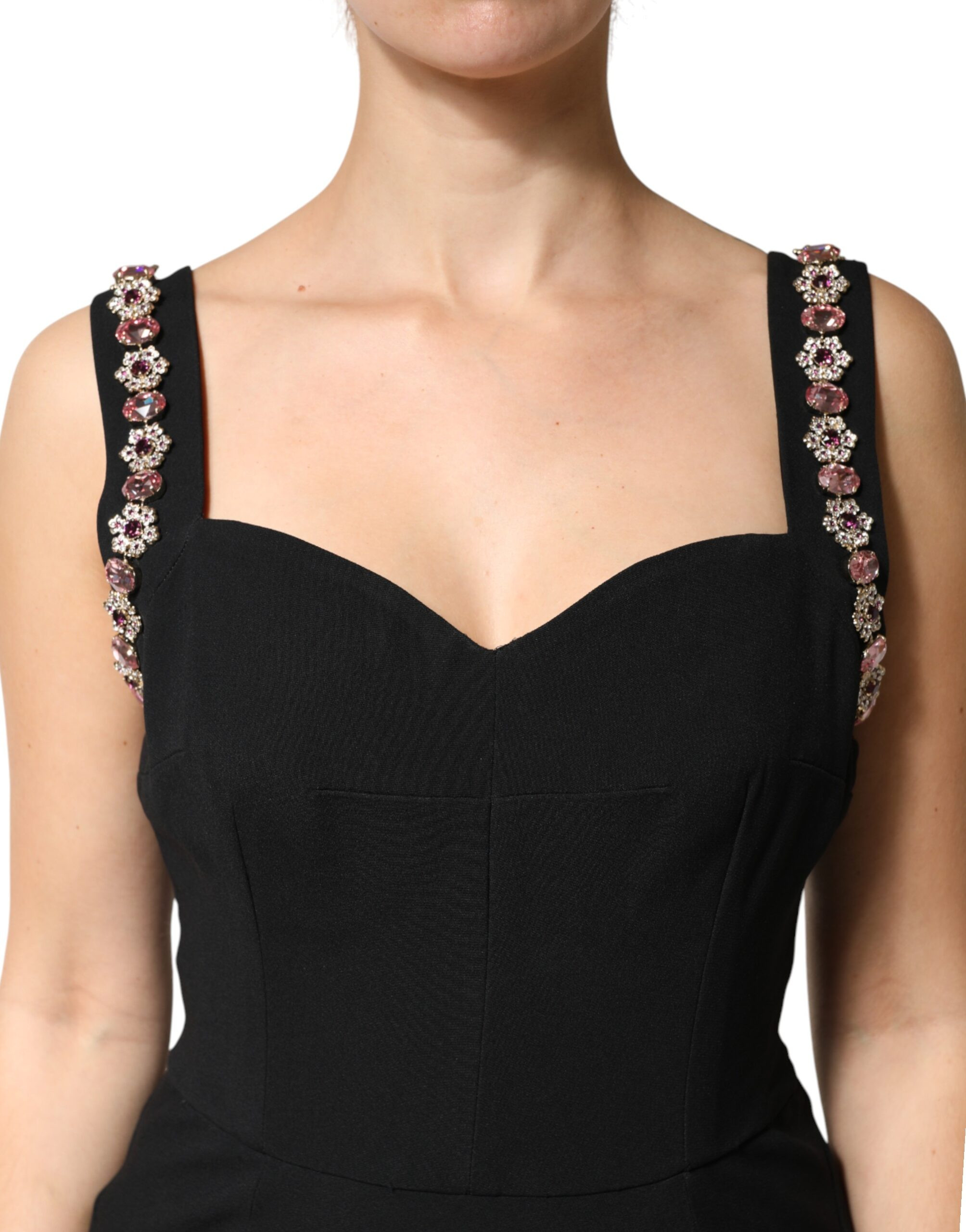 Black Embellished Long Gown Dress Dolce & Gabbana