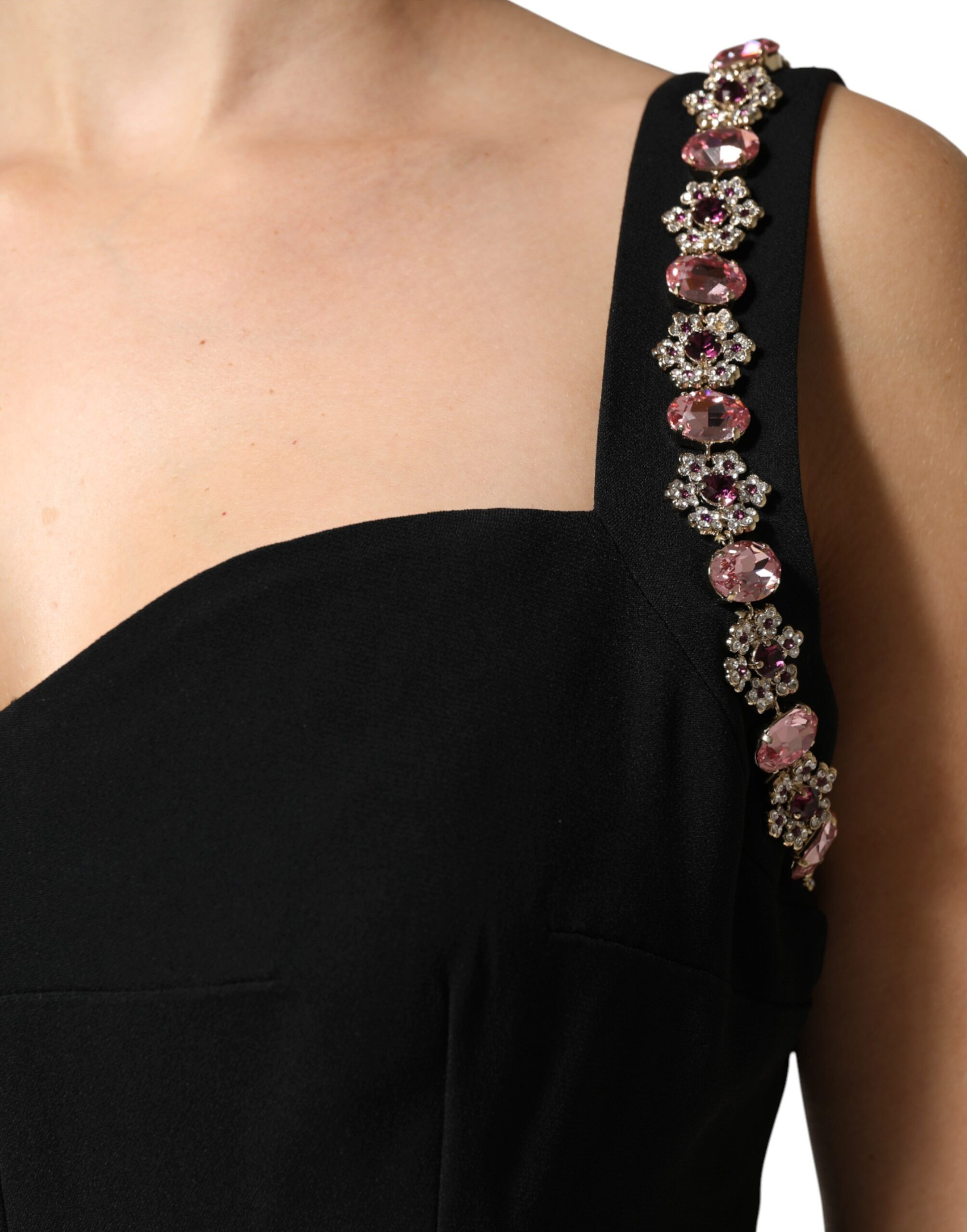 Black Embellished Long Gown Dress Dolce & Gabbana