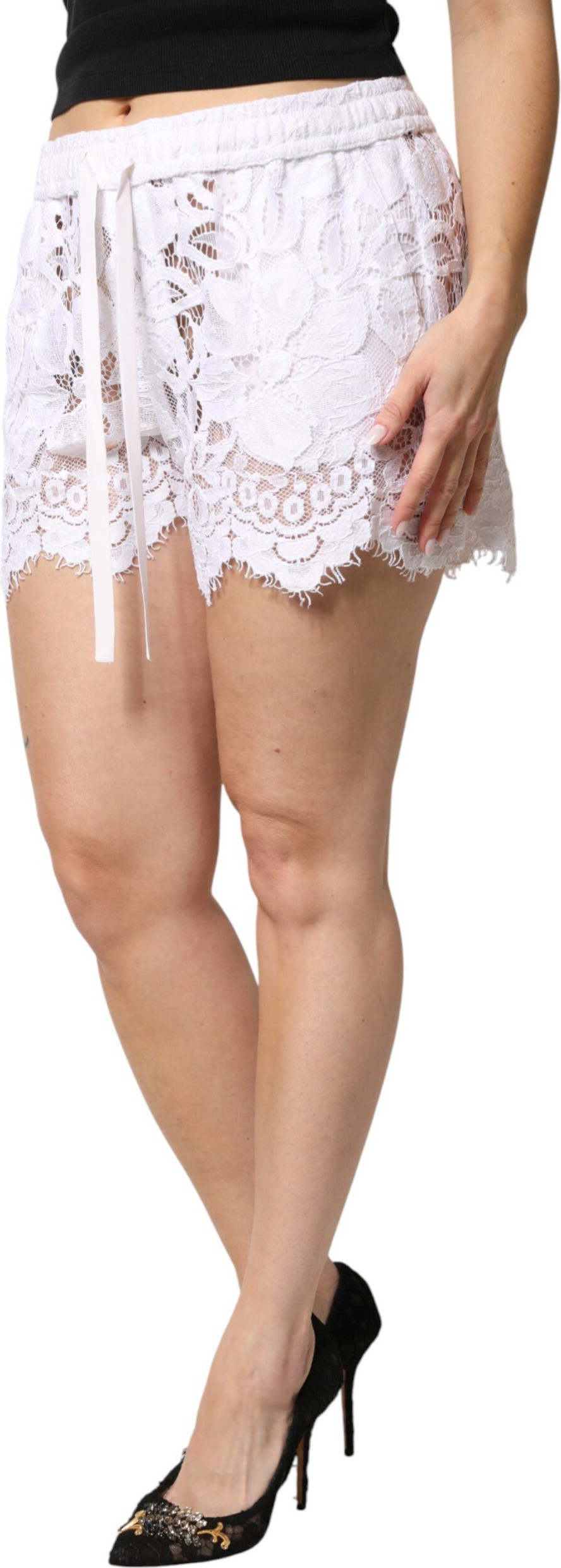 Weiße Baumwoll-Bermudashorts mit Cut-Out-Details von Dolce & Gabbana