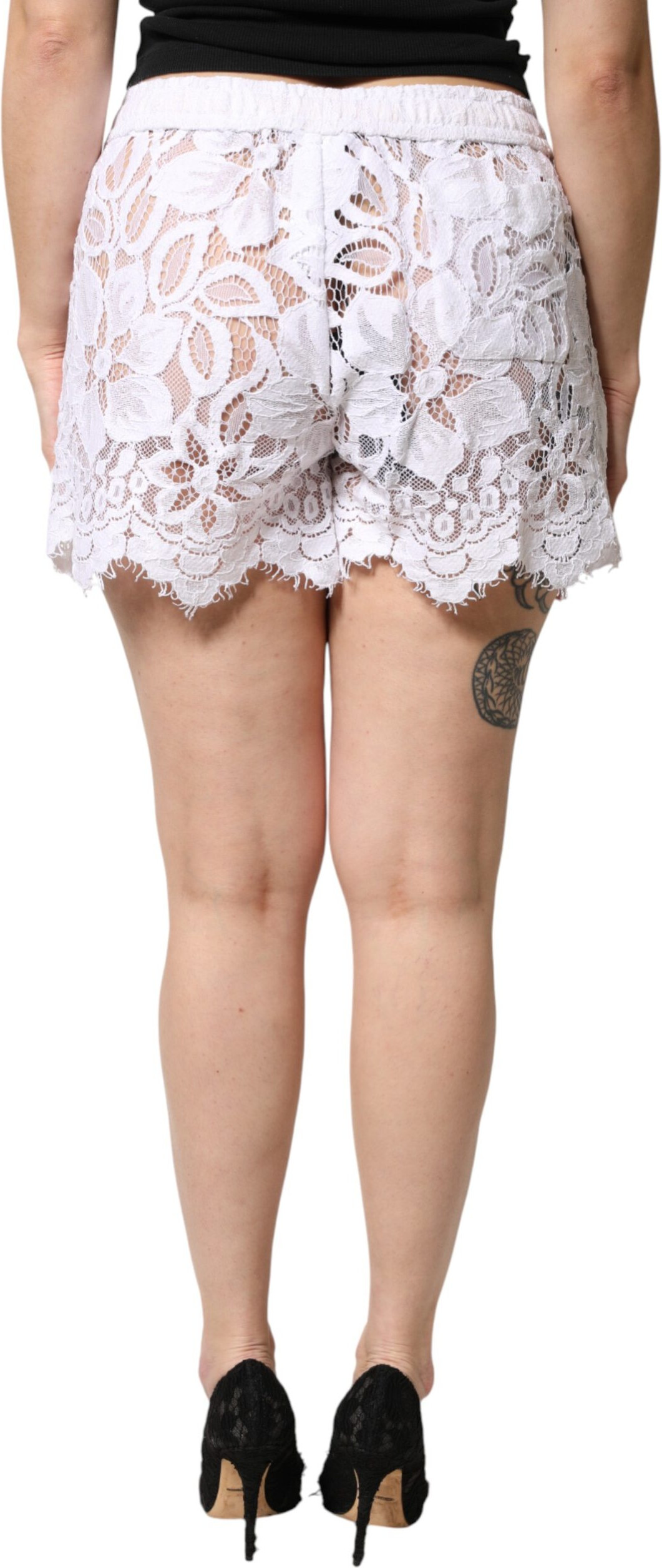 Weiße Baumwoll-Bermudashorts mit Cut-Out-Details von Dolce & Gabbana