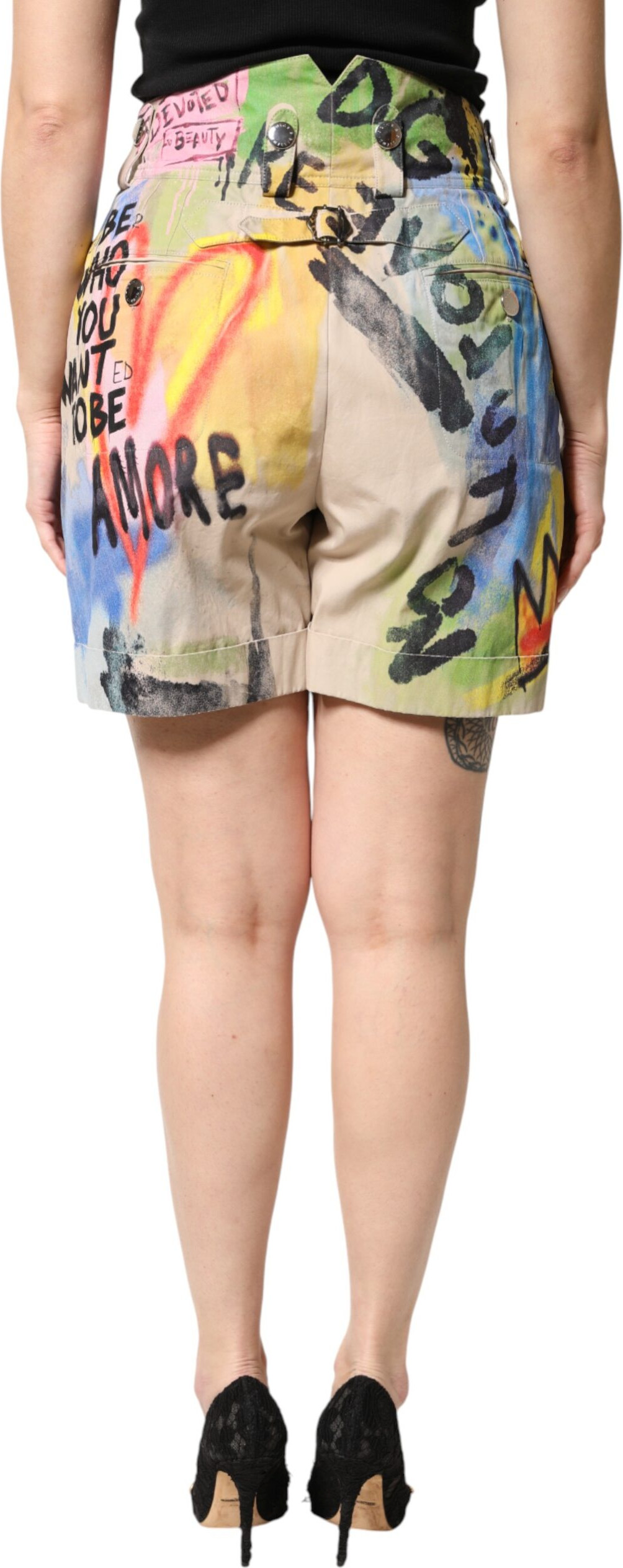 Multicolor Graffiti HighWaist Bermuda Shorts Dolce & Gabbana