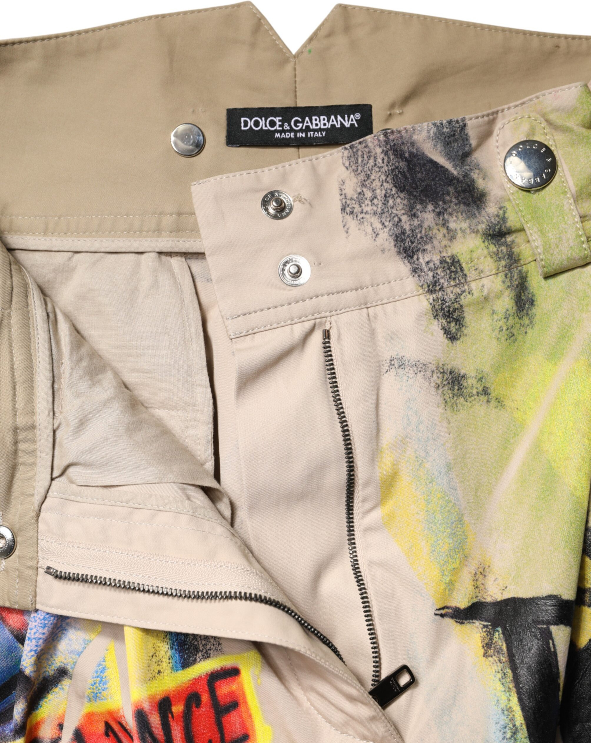 Multicolor Graffiti HighWaist Bermuda Shorts Dolce & Gabbana