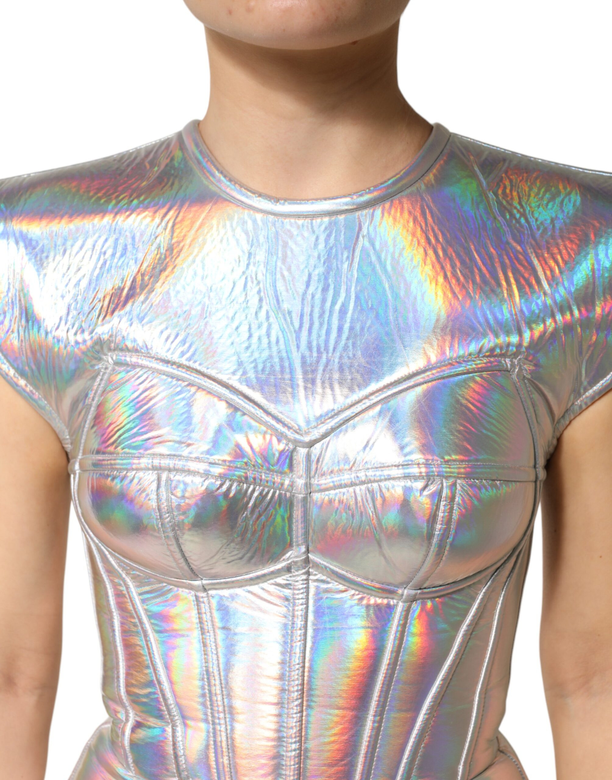 Silber schimmerndes Etui-Midi-Kleid von Dolce & Gabbana