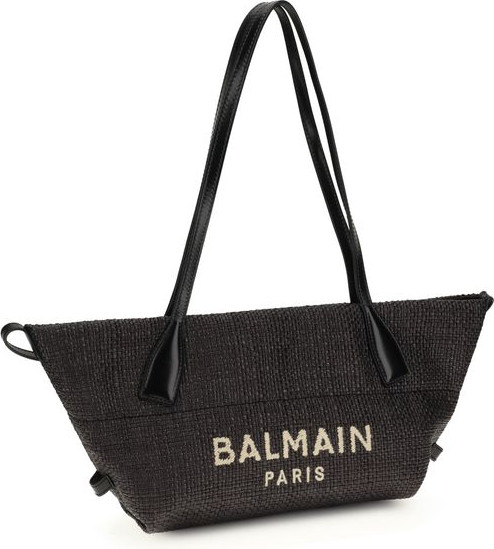 Balmain Black Raffia Shoulder Bag