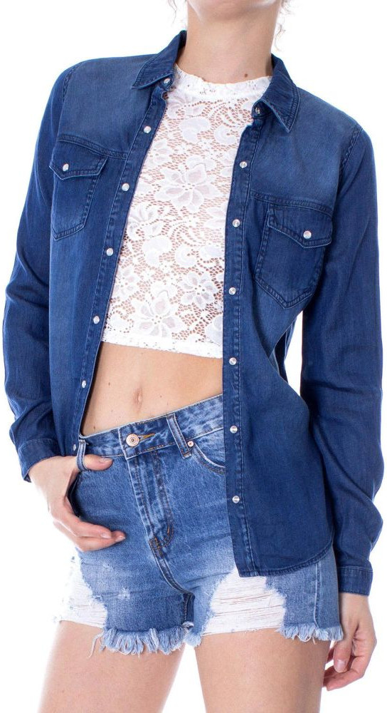 Blue Denim Shirt Vila Clothes