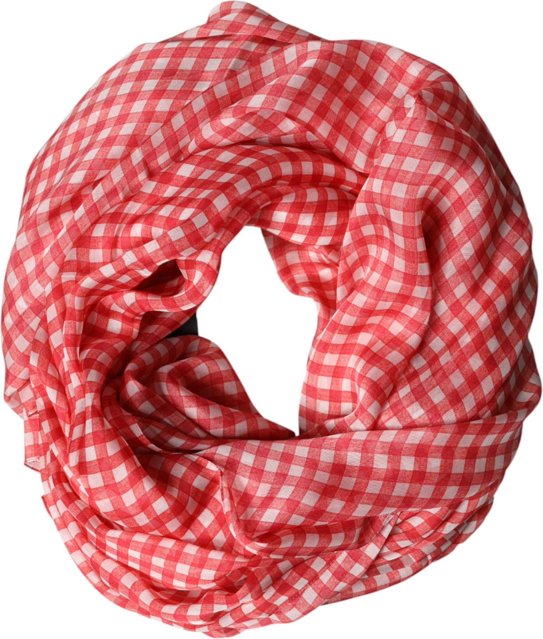 Red Checkered Silk Neck Wrap Shawl Scarf Dolce & Gabbana