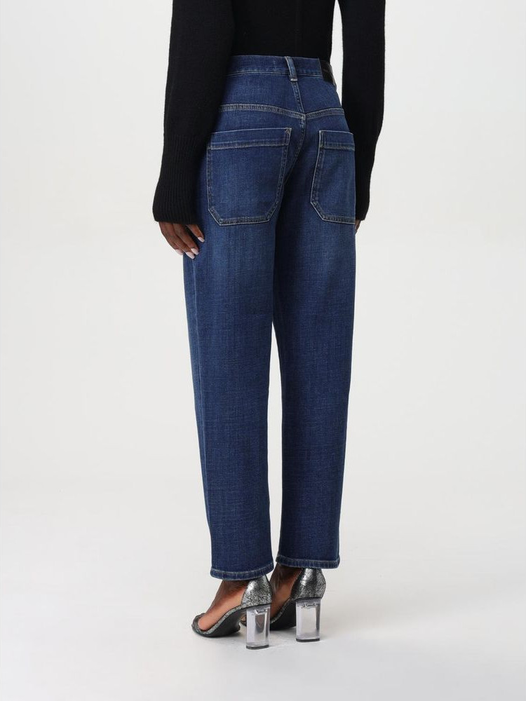 Blaue gerade geschnittene Jeanshose aus Denim