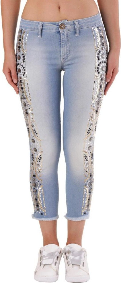 Blue Cotton Cropped Jeans Met