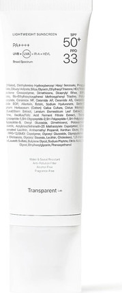 Leichte Sonnencreme SPF50+ Transparent Labs