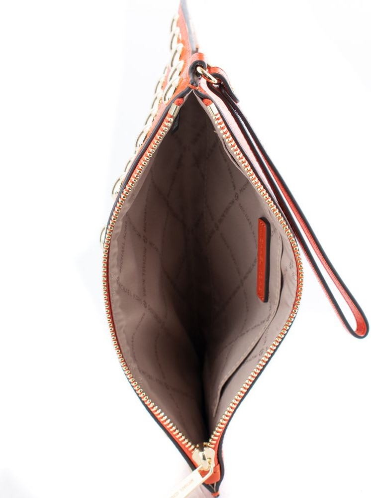 Orange Leder Clutch Bag Michael Kors