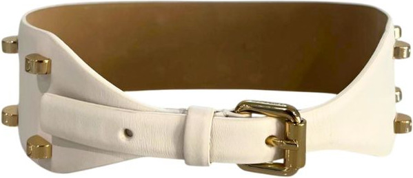 White Leather Belt Borbonese