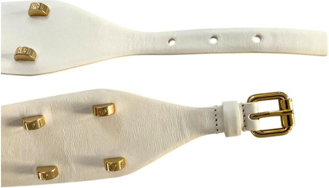White Leather Belt Borbonese