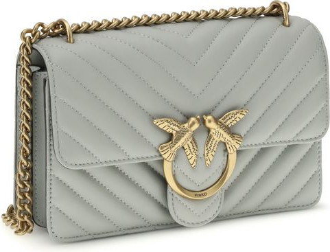 Shoulder Bag Pinko Gray Calf Leather Bos Taurus