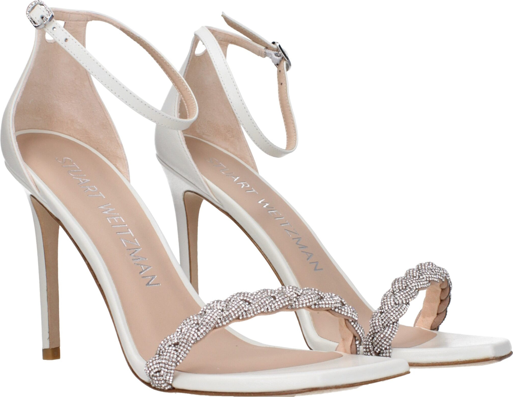 Босоножки White Leather Stiletto Heel Sandals