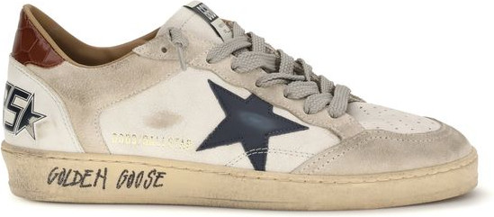 White Calf Leather Bos Taurus Low Top Sneakers by Golden Goose