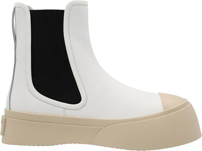 Белые ботильоны Marni из телячьей кожи