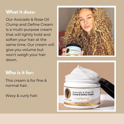 Leave-in Define Cream Bounce Curl Avocado & Rose Oil Klumpen & Definierende Creme für lockiges Haar Feuchtigkeitsspendend