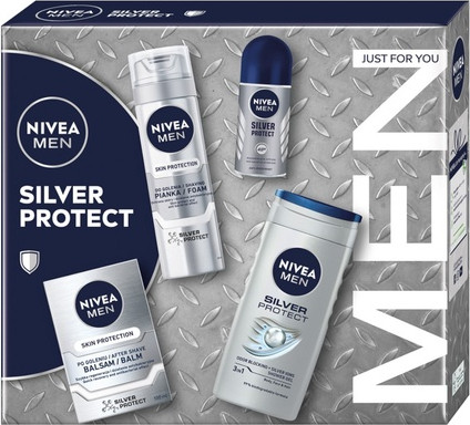 Shaving Foam, Aftershave Balm, Roll-On Antiperspirant, Shower Gel Nivea Silver Protect Collection