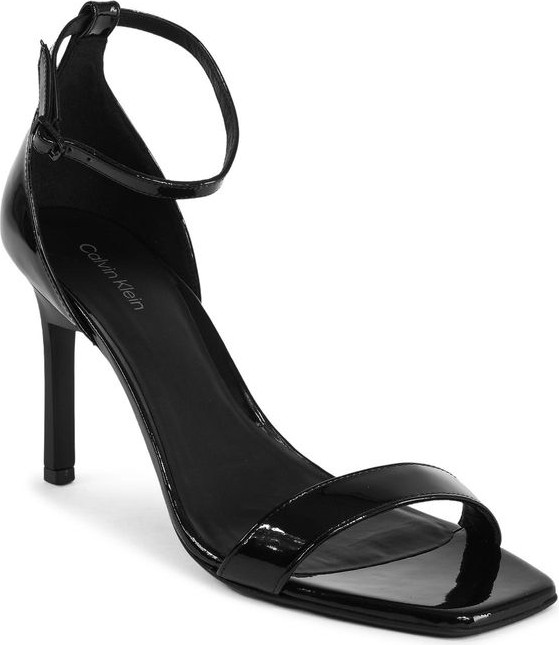 Calvin Klein Black Leather Stiletto Heel Sandals