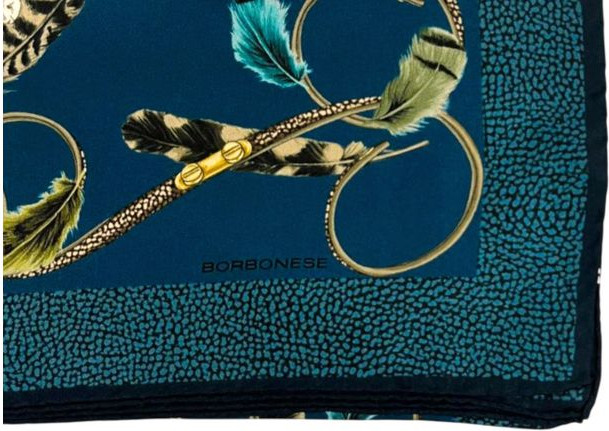 Borbonese Blue Silk Scarf