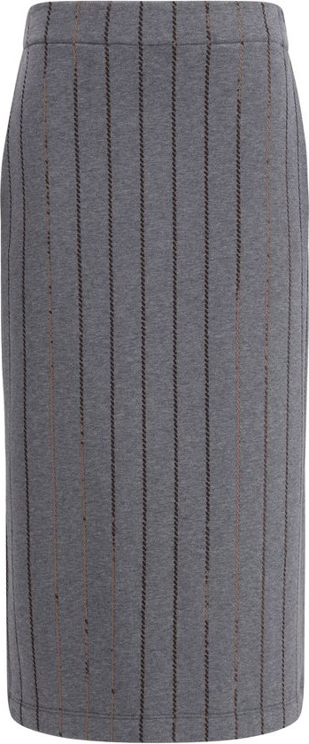 Gray Cotton Midi Skirt Brunello Cucinelli