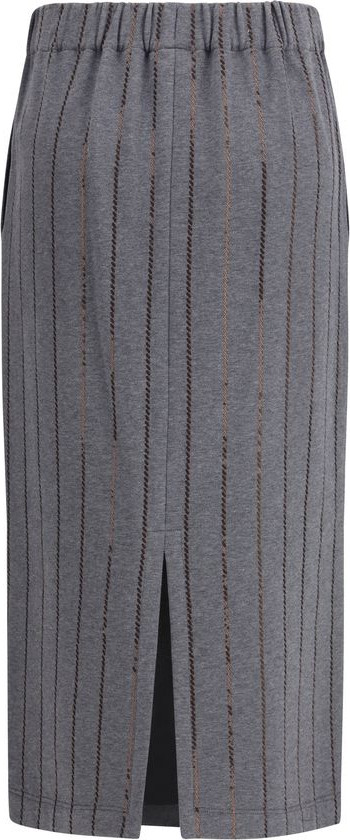 Gray Cotton Midi Skirt Brunello Cucinelli