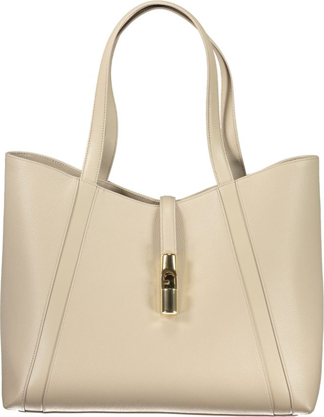 Бежевая кожаная сумка Furla
