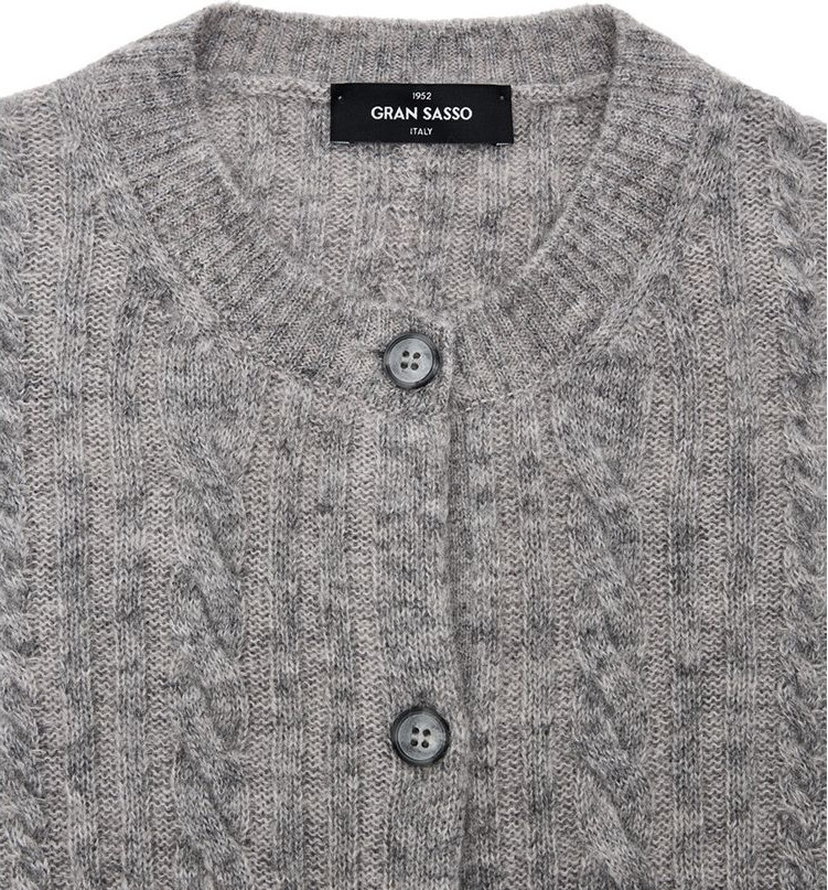 Grauer Wollstrickjacke Gran Sasso