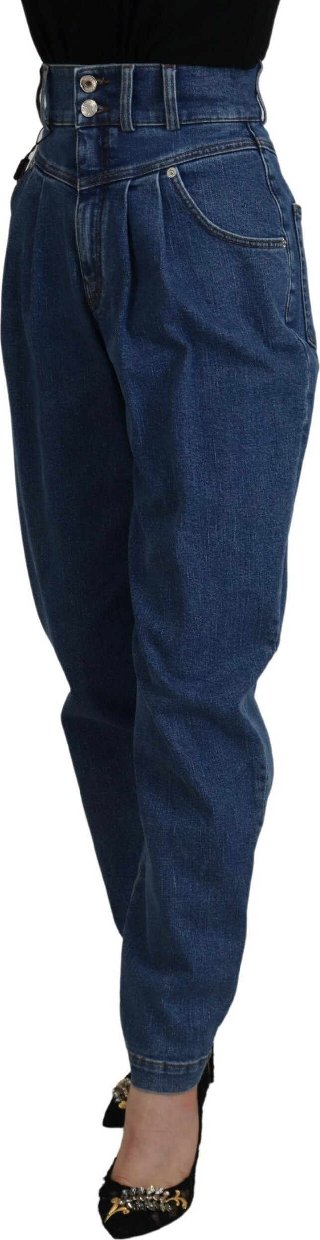 Blaue Jeans mit hohem Bund