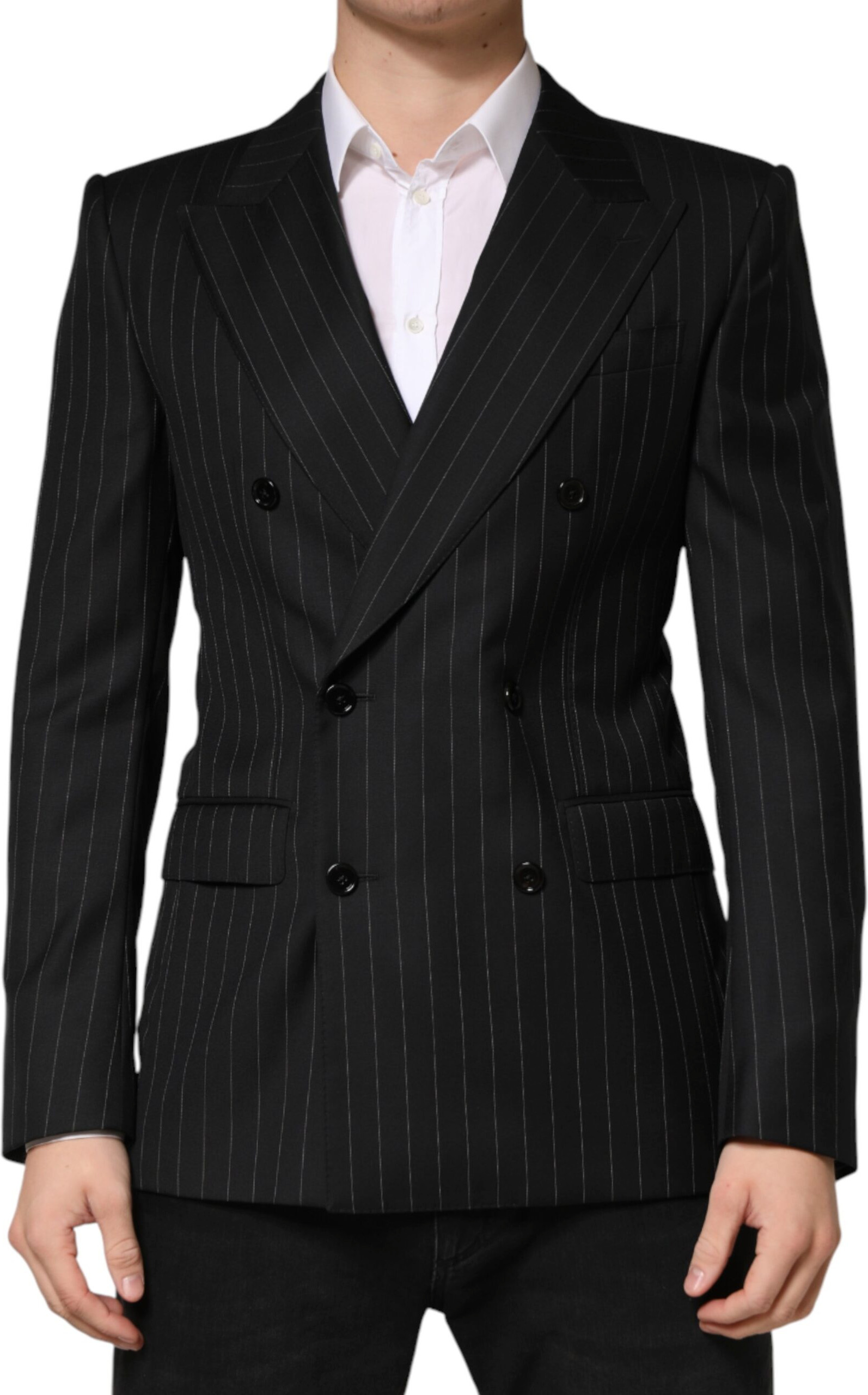 Black Stripes Double Breasted 2Button Blazer Dolce & Gabbana