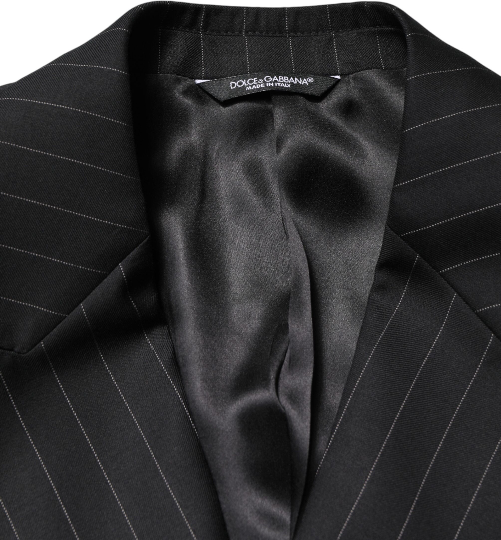 Schwarzer Nadelstreifen-Sakko Dolce & Gabbana mit doppelreihiger Knopfleiste und 2 Knöpfen
