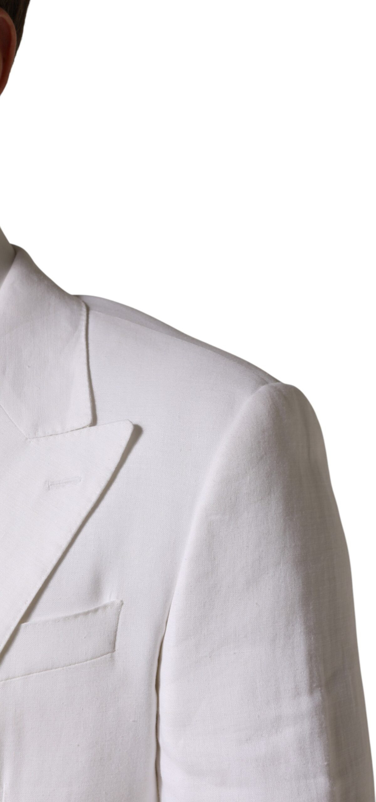 White Linen Double Breasted Suit Blazer Dolce & Gabbana